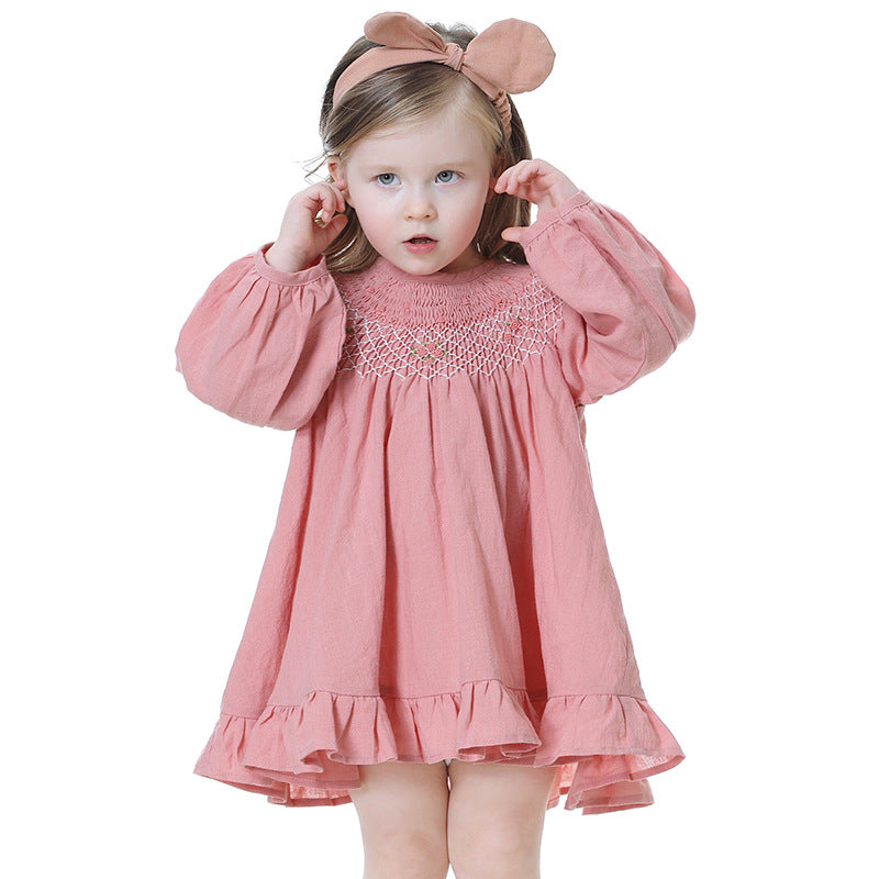 A classic long-sleeve, soft, and comfortable dress perfect for all occasions. / Ages 1 - 7 / (UAE/KSA, Age, 1 to 7 Years, Toddler, Girls, Pink)