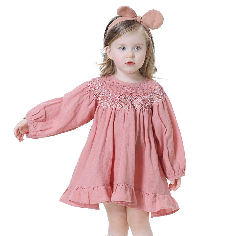 A classic long-sleeve, soft, and comfortable dress perfect for all occasions. / Ages 1 - 7 / (UAE/KSA, Age, 1 to 7 Years, Toddler, Girls, Pink)