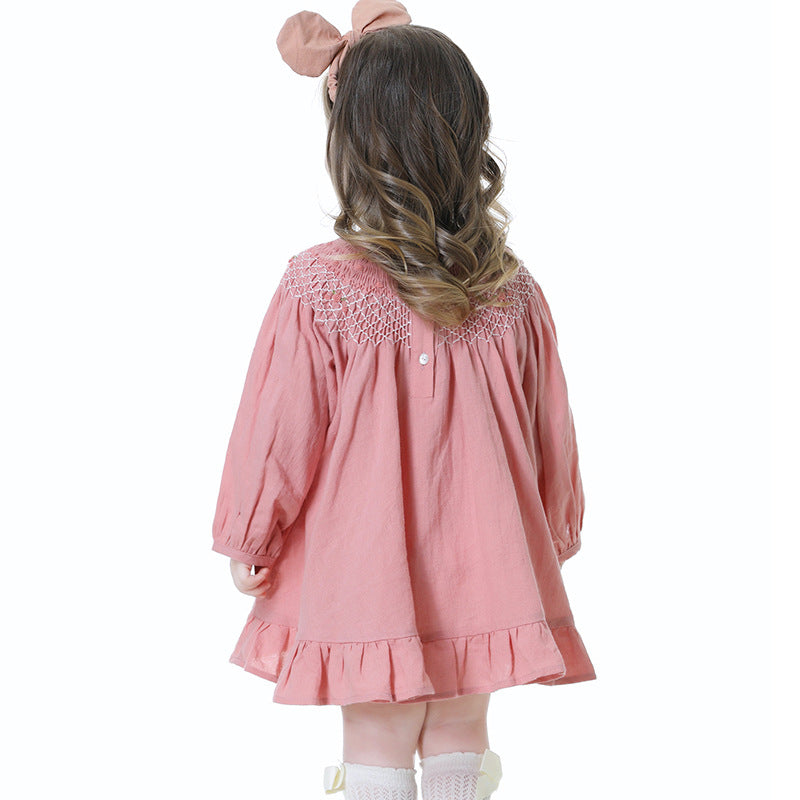 A classic long-sleeve, soft, and comfortable dress perfect for all occasions. / Ages 1 - 7 / (UAE/KSA, Age, 1 to 7 Years, Toddler, Girls, Pink)