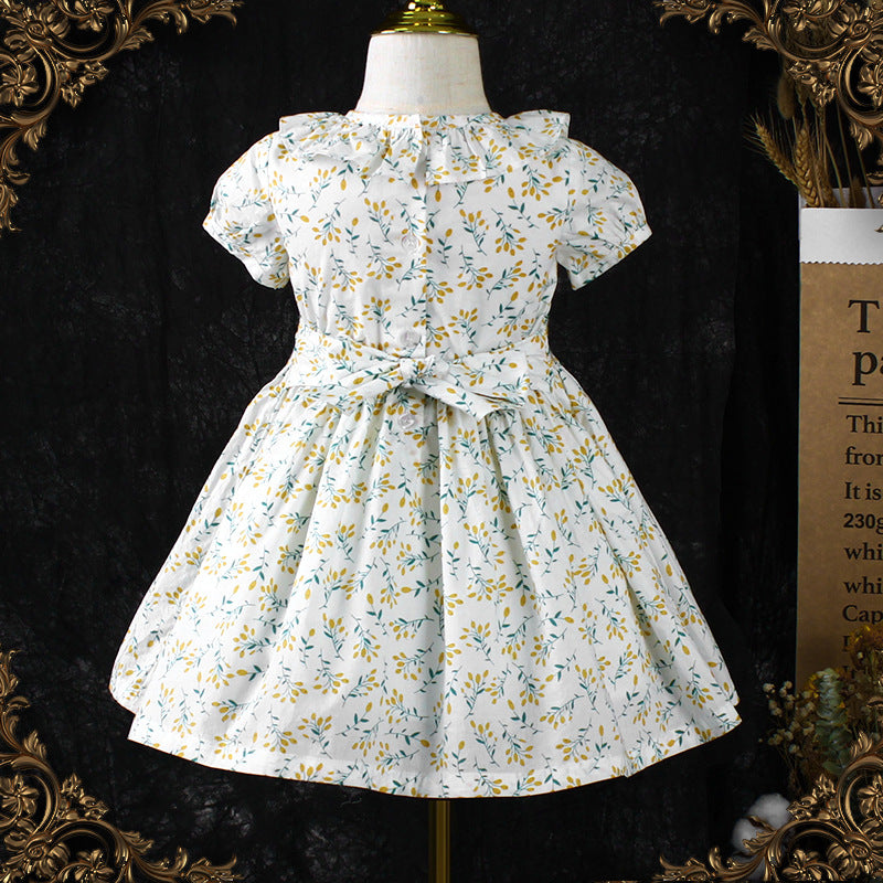 The floral waistbelt dress is perfect for various occasions. It gives a cheerful, fresh, and cuteness vibes. Cotton Dress for Girls Age 1-7 | Yellow & Green Floral Design | Lightweight, and Comfortable Party Wear for Toddlers