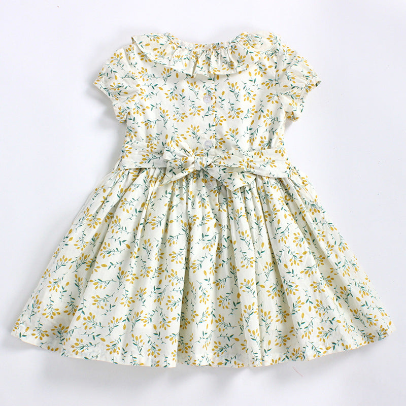 The floral waistbelt dress is perfect for various occasions. It gives a cheerful, fresh, and cuteness vibes. Cotton Dress for Girls Age 1-7 | Yellow & Green Floral Design | Lightweight, and Comfortable Party Wear for Toddlers