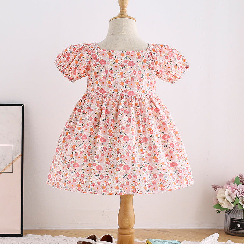 A vibrant, colorful, and playful dress perfect for sunny days for Girls / Age 1-7 | Floral Summer Dress | Comfortable & Stylish / Toddler Party Outfit