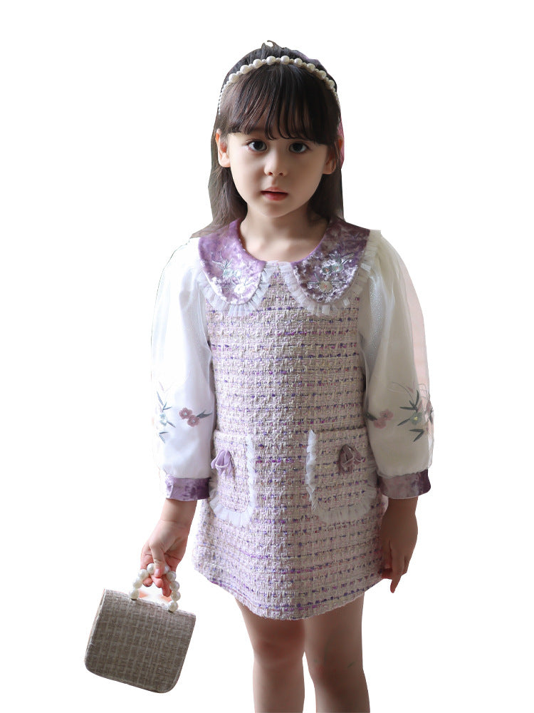 Comfortable Cotton Purple A-Line Dress. Classic Outfit for 1-7 Years. Toddler Party Wear